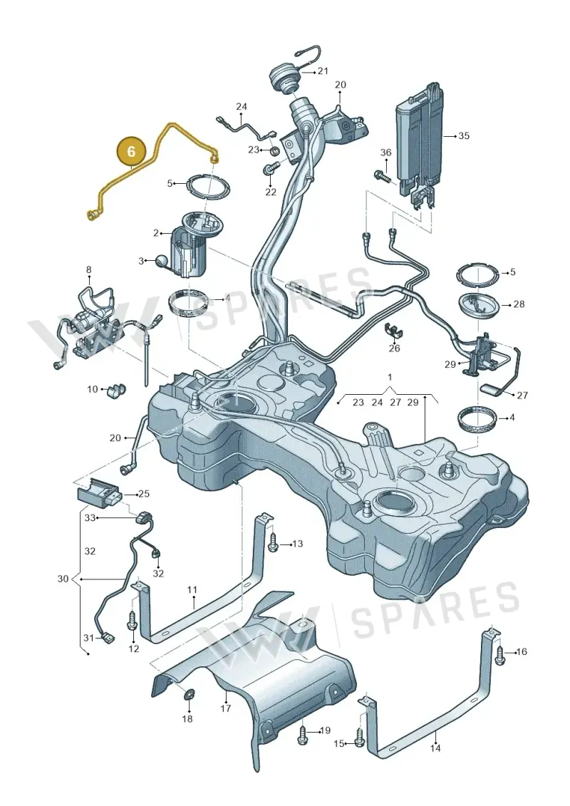 5WA201293E — Audi A3 Sportback (2019-2021) diagram 596201100, position 6