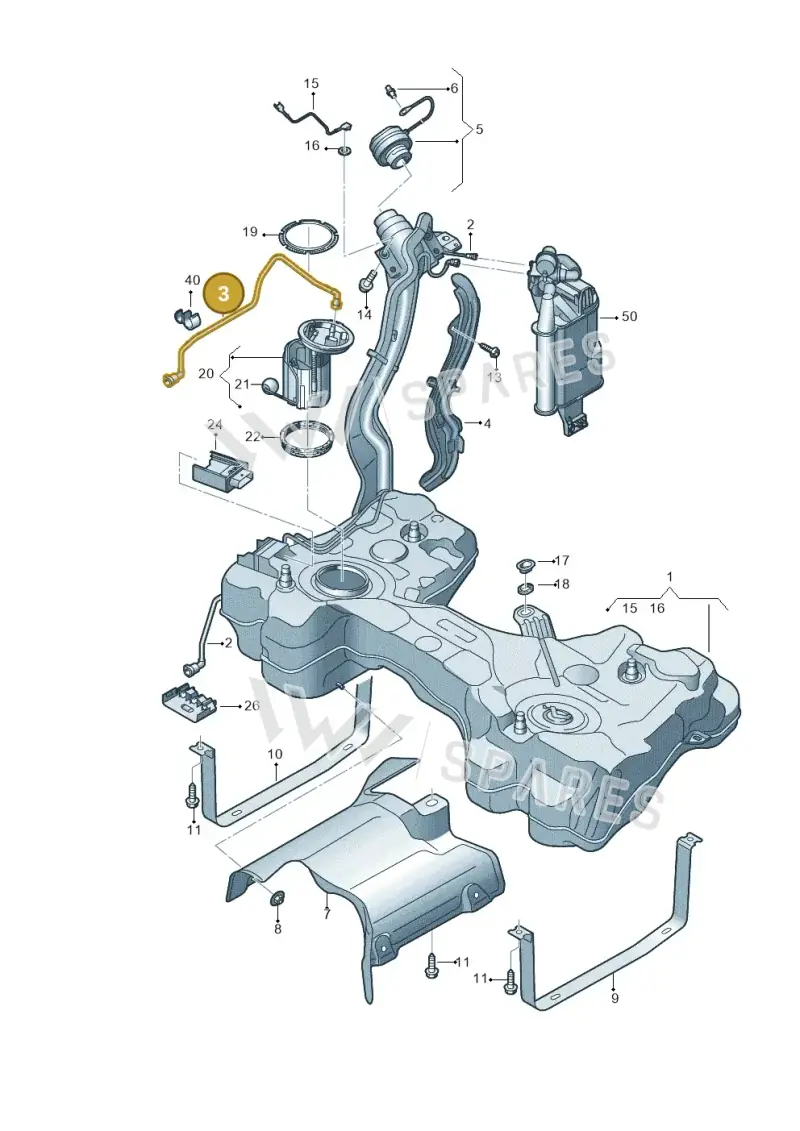 5WA201293E — Audi A3 Sportback (2019-2021) diagram 596201170, position 3