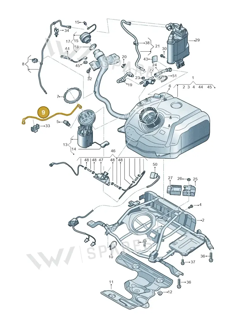 5WA201293M — Audi A3 Sportback (2019-2021) diagram 596201040, position 9