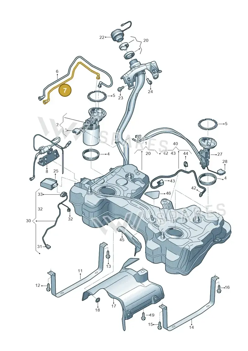 5WA201294B — Audi A3 Sportback (2019-2021) diagram 596201150, position 7