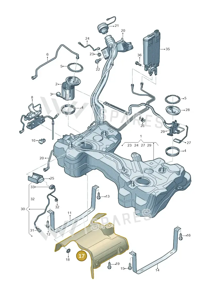 5WA201307B — Audi A3 Sportback (2019-2021) diagram 596201100, position 17