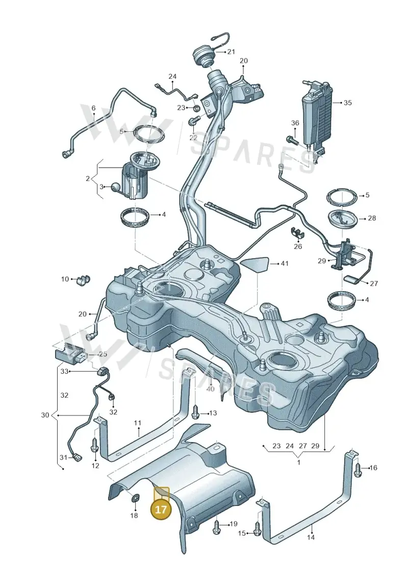 5WA201307B — Audi A3 Sportback (2019-2021) diagram 596201140, position 17