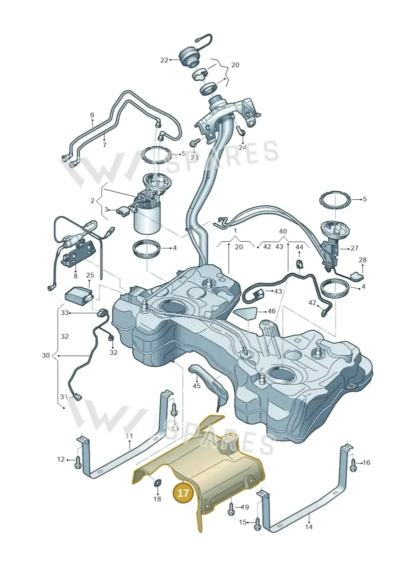 5WA201307B — Audi A3 Sportback (2019-2021) diagram 596201150, position 17