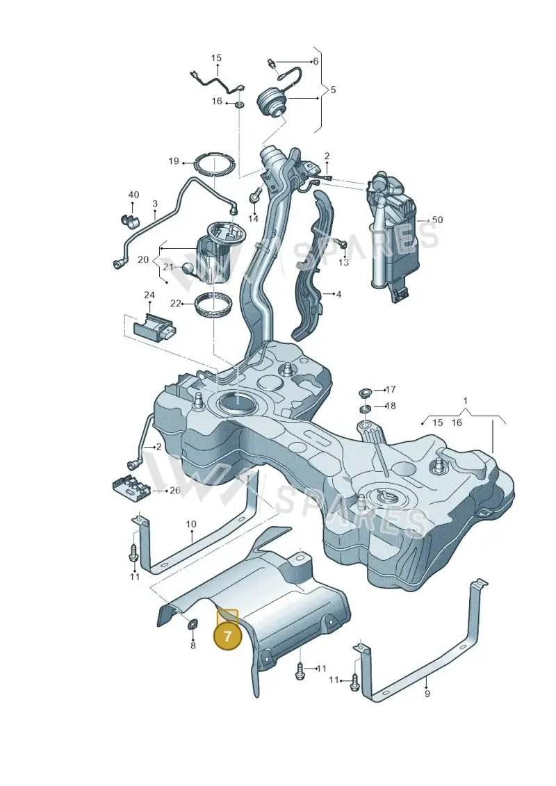 5WA201307B — Audi A3 Sportback (2019-2021) diagram 596201170, position 7