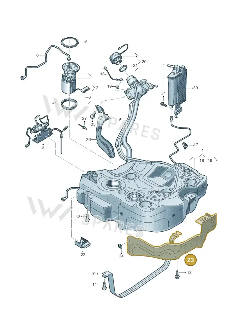 5WA201307E — Audi A3 Sportback (2019-2021) diagram 596201010, position 23