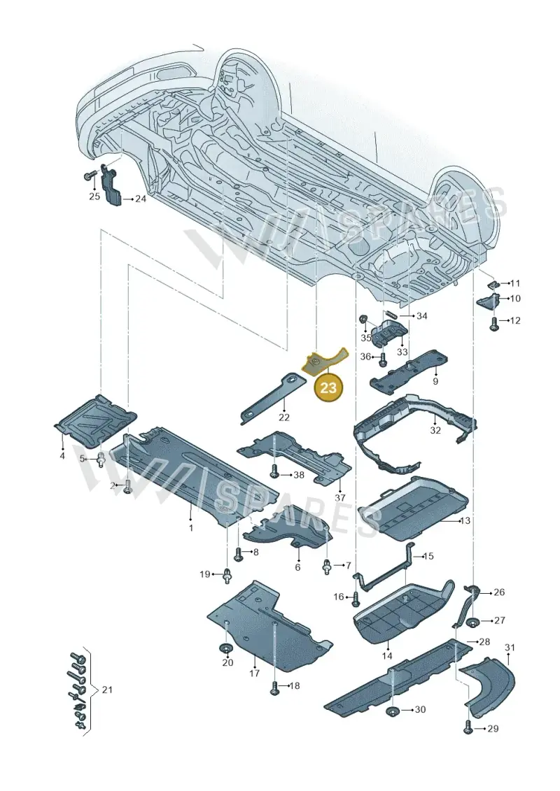 5WA201429A — Audi A3 Sportback (2019-2021) diagram 596825000, position 23