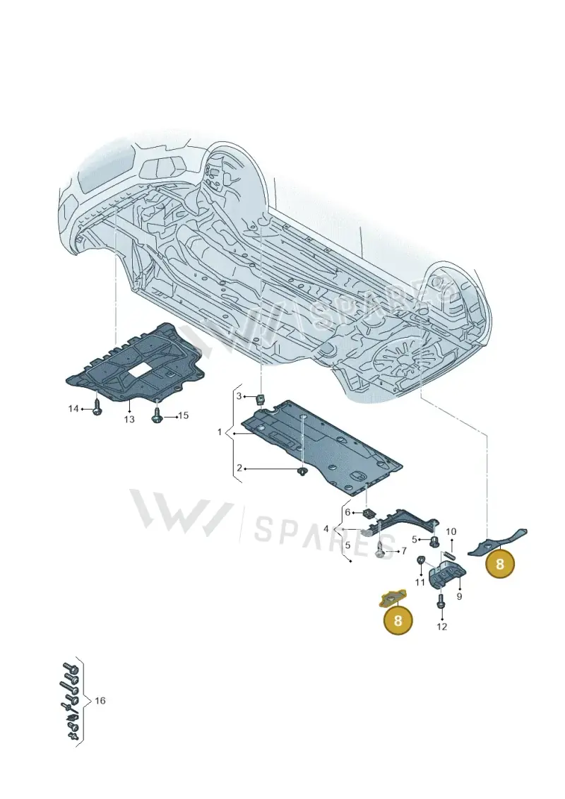5WA201429A — Audi A3 Sportback (2019-2021) diagram 596825050, position 8