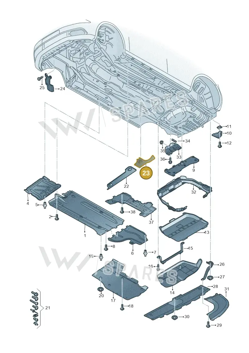 5WA201429B — Audi A3 Sportback (2019-2021) diagram 596825000, position 23