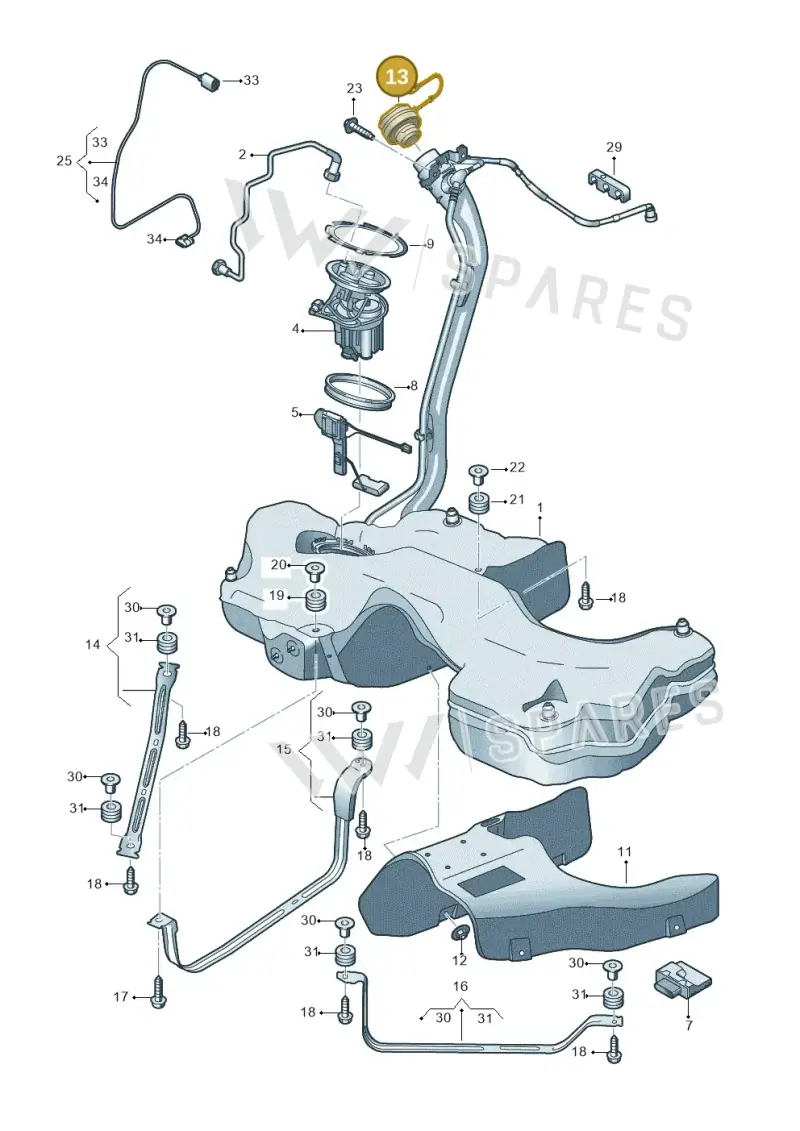 5WA201550AJ — Audi A5 Sportback (2016-2020) diagram 897201100, position 13