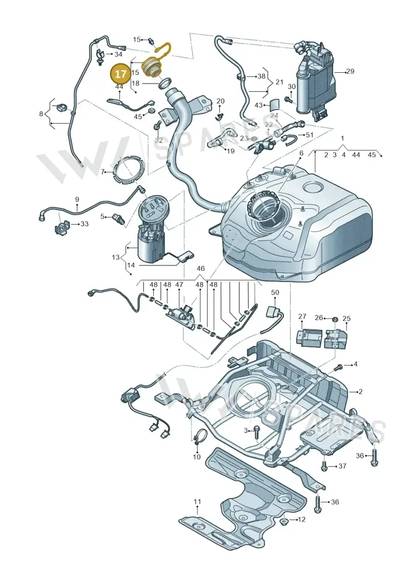 5WA201550AN — Audi A3 Sportback (2019-2021) diagram 596201040, position 17