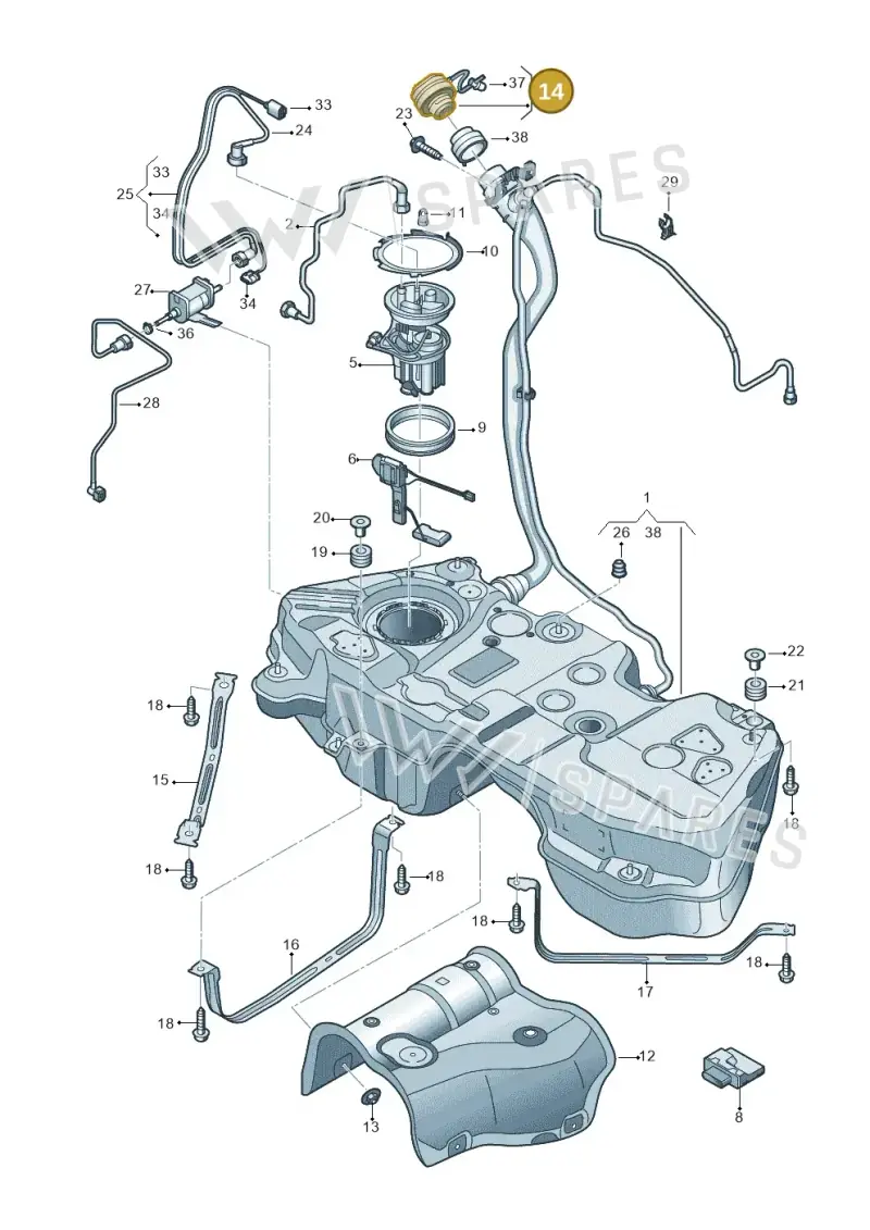 5WA201550B — Audi Q5 (2016-2020) diagram 896201200, position 14