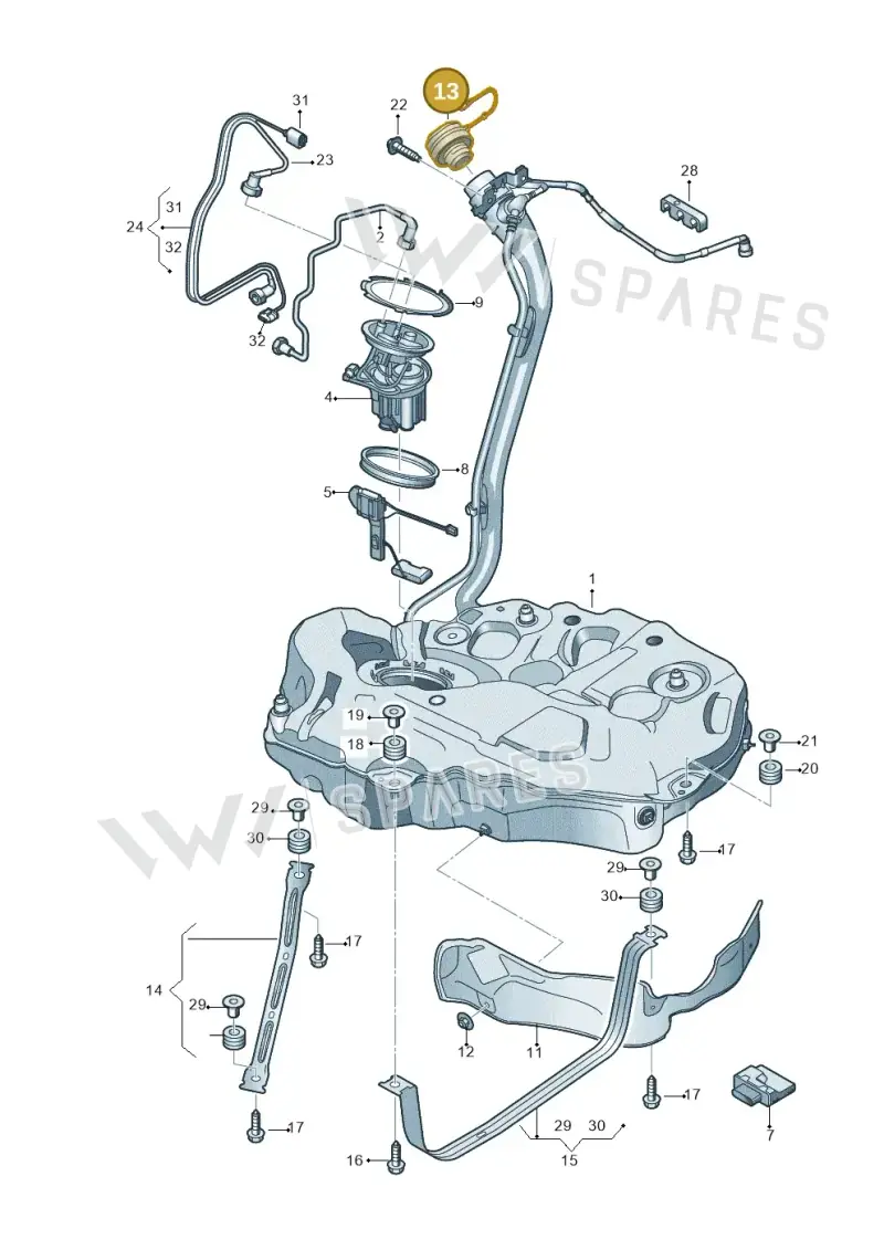 5WA201550B — Audi A5 Sportback (2016-2020) diagram 897201000, position 13