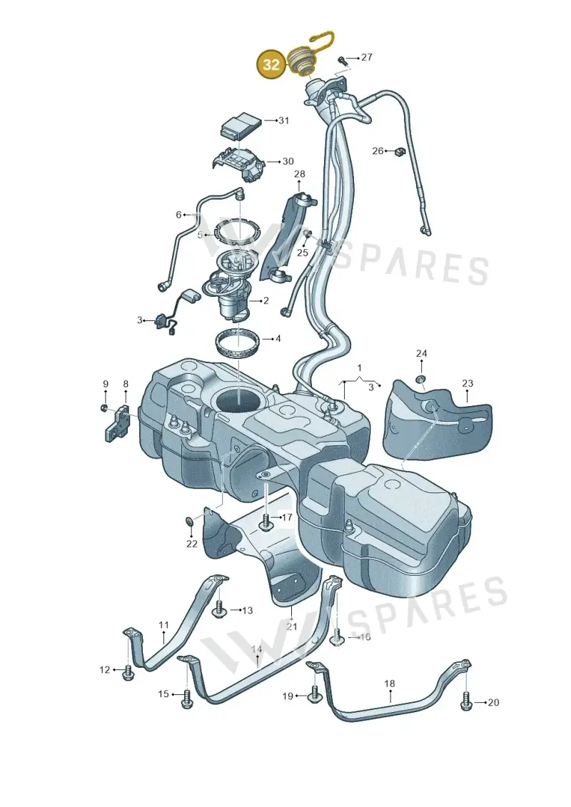 5WA201550BA — Audi Q7 qu. 3.0 TDI (2015-2019) diagram 859201011, position 32