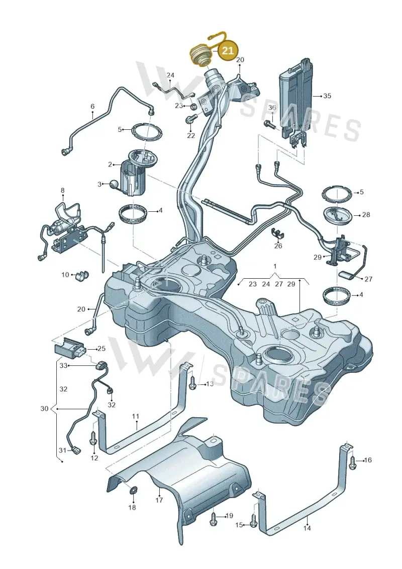 5WA201550E — Audi A3 Sportback (2019-2021) diagram 596201100, position 21