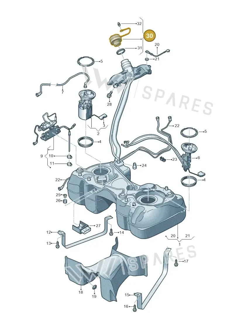 5WA201550E — Audi RSQ3 Sportback (2019-2024) diagram 597201100, position 30