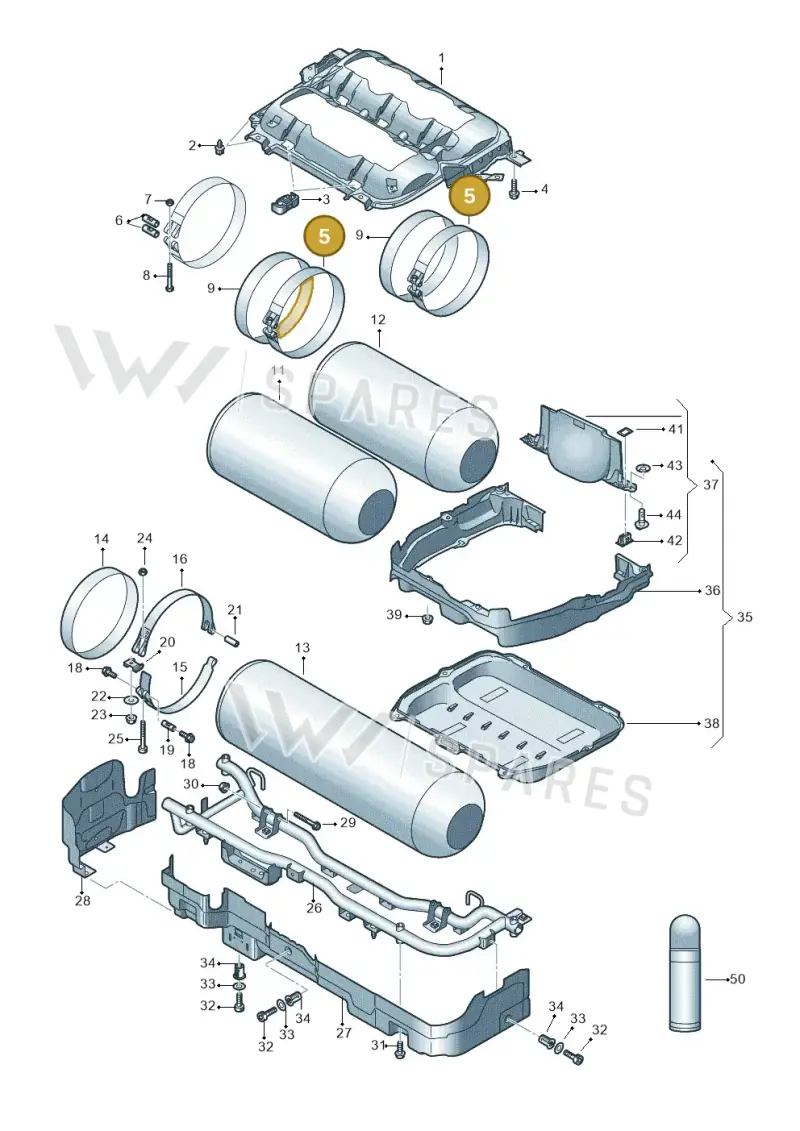 5WA201655 — Audi A3 Sportback (2019-2021) diagram 596201190, position 5