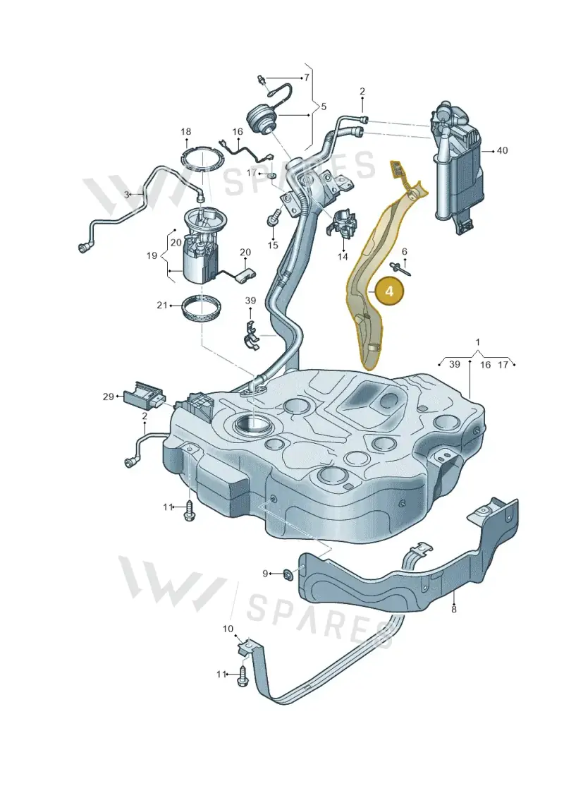5WA201974 — Audi A3 Sportback (2019-2021) diagram 596201090, position 4