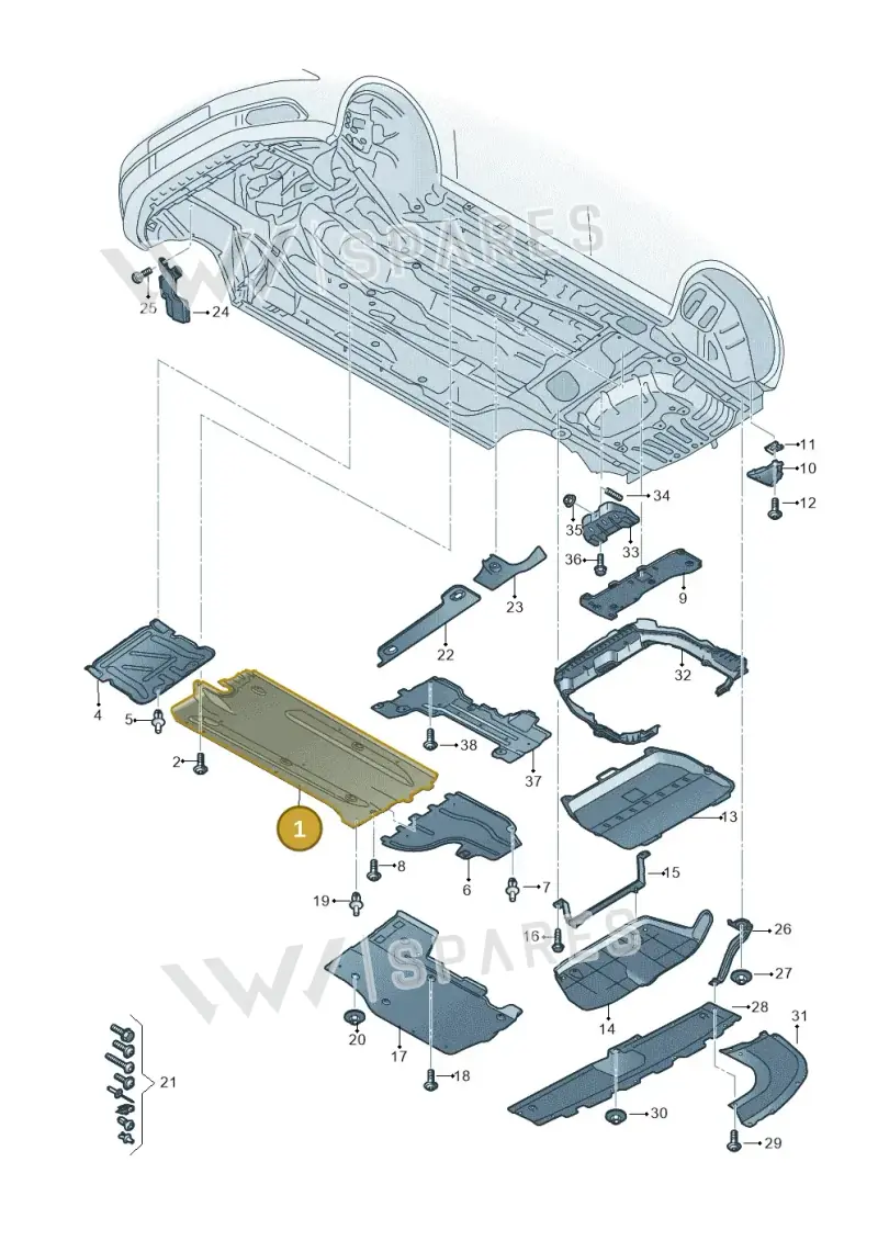 5WA825201F — Audi A3 Sportback (2019-2021) diagram 596825000, position 1