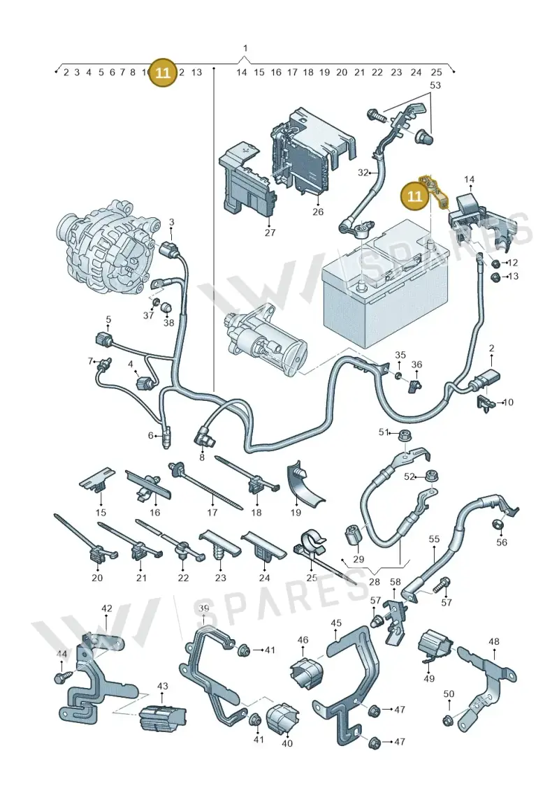 5WA915135A — Audi A3 Sportback (2019-2021) diagram 596972000, position 11