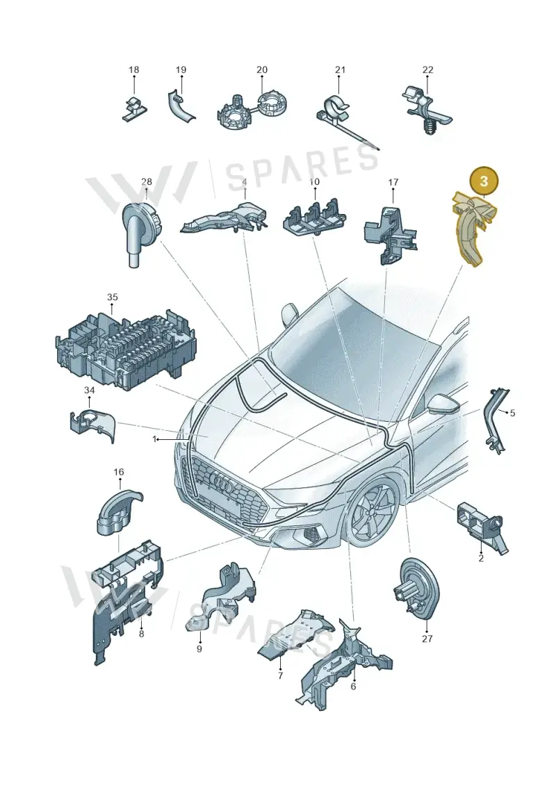 5WA971445 — Audi A3 Sportback (2019-2021) diagram 596971850, position 3