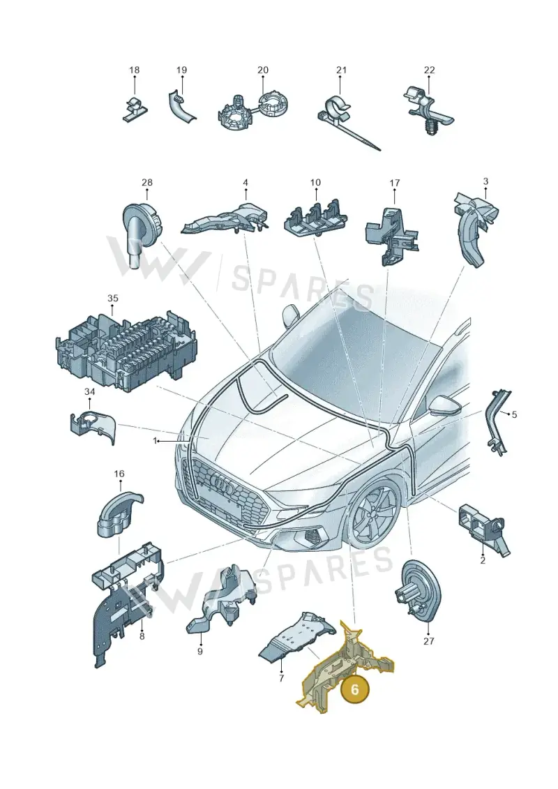 5WA971615 — Audi A3 Sportback (2019-2021) diagram 596971850, position 6