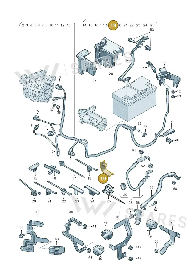 5WA971848A — Audi A3 Sportback (2019-2021) diagram 596972000, position 19