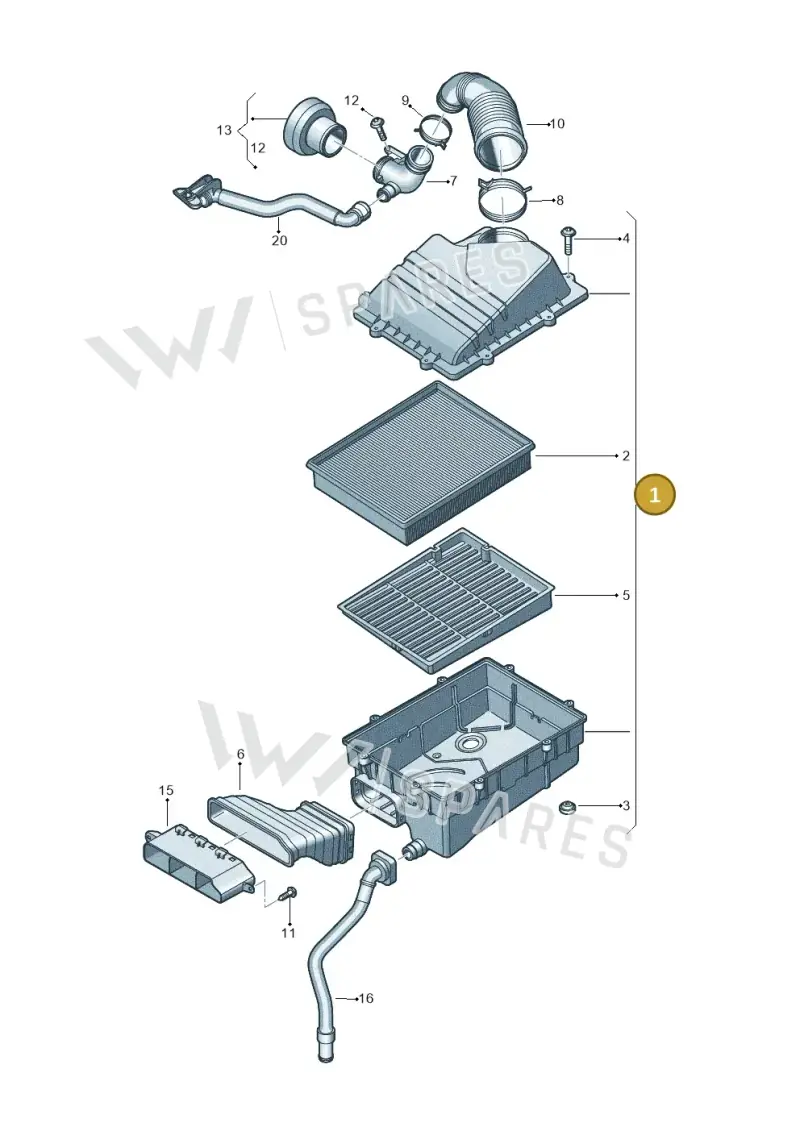 6C0129607K — Audi A1 Sportback (2014-2018) diagram 792133360, position 1