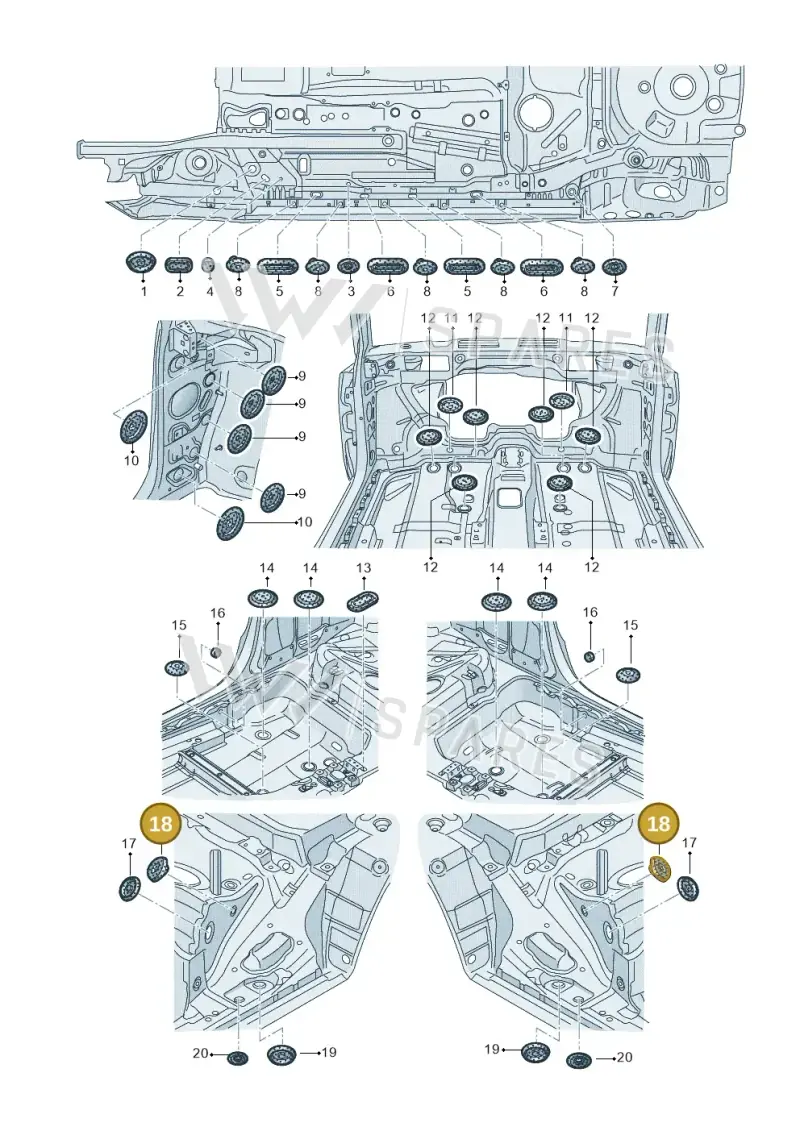 6K0813583 — Audi A1 Sportback (2014-2018) diagram 792803360, position 18