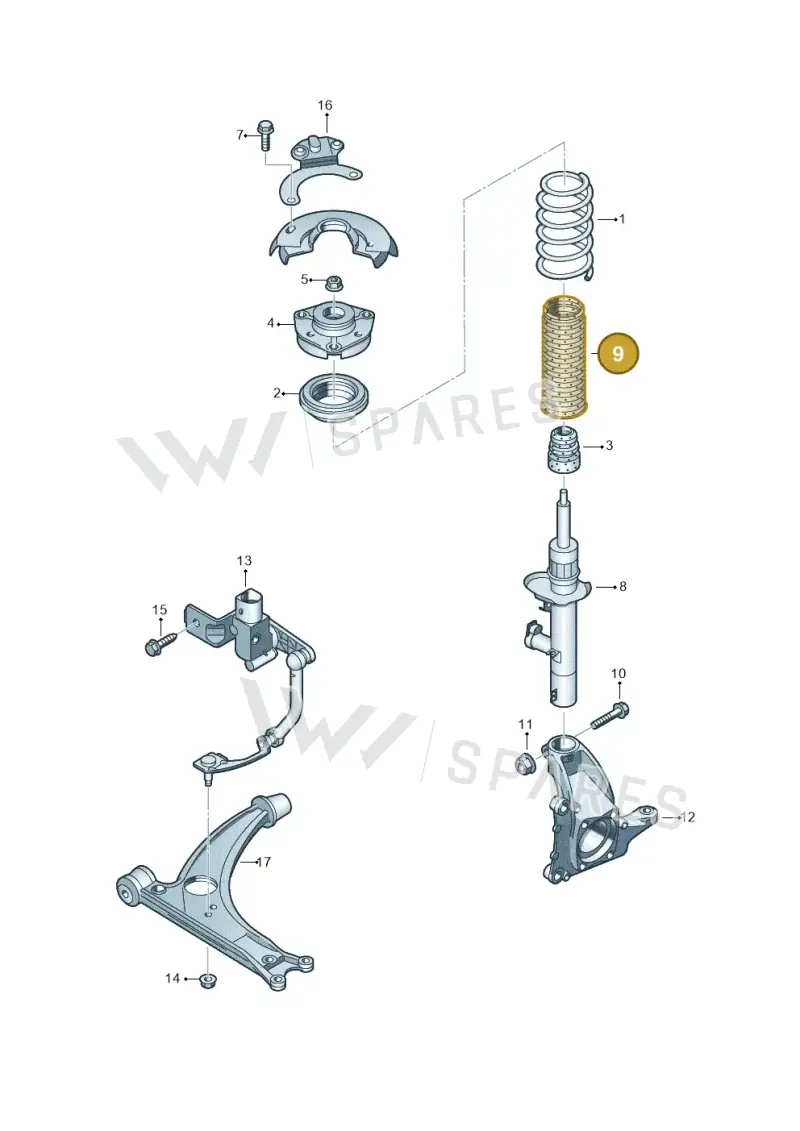 6N0413175A — Audi Q3 1.4 (2016-) diagram 645411100, position 9
