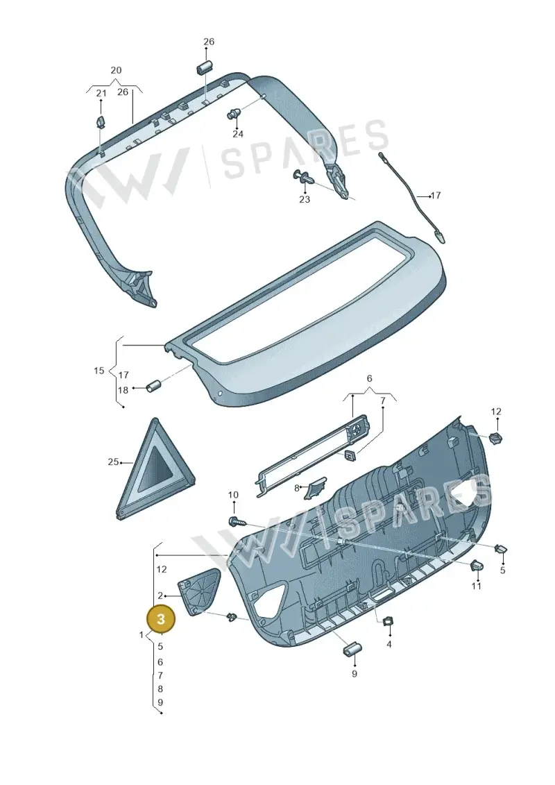 6N0867190 — Audi A3 Sportback (2016-2020) diagram 890867900, position 3