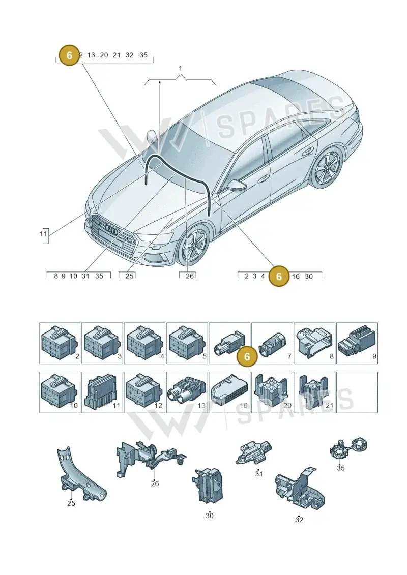 6Q0035576K — Audi A6 2.0 (2018-) diagram 430971900, position 6