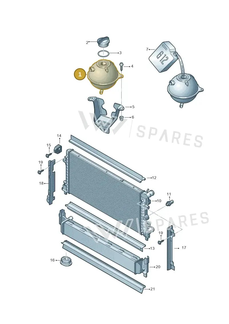 6Q0121407B — Audi A1 Sportback (2014-2018) diagram 708121760, position 1