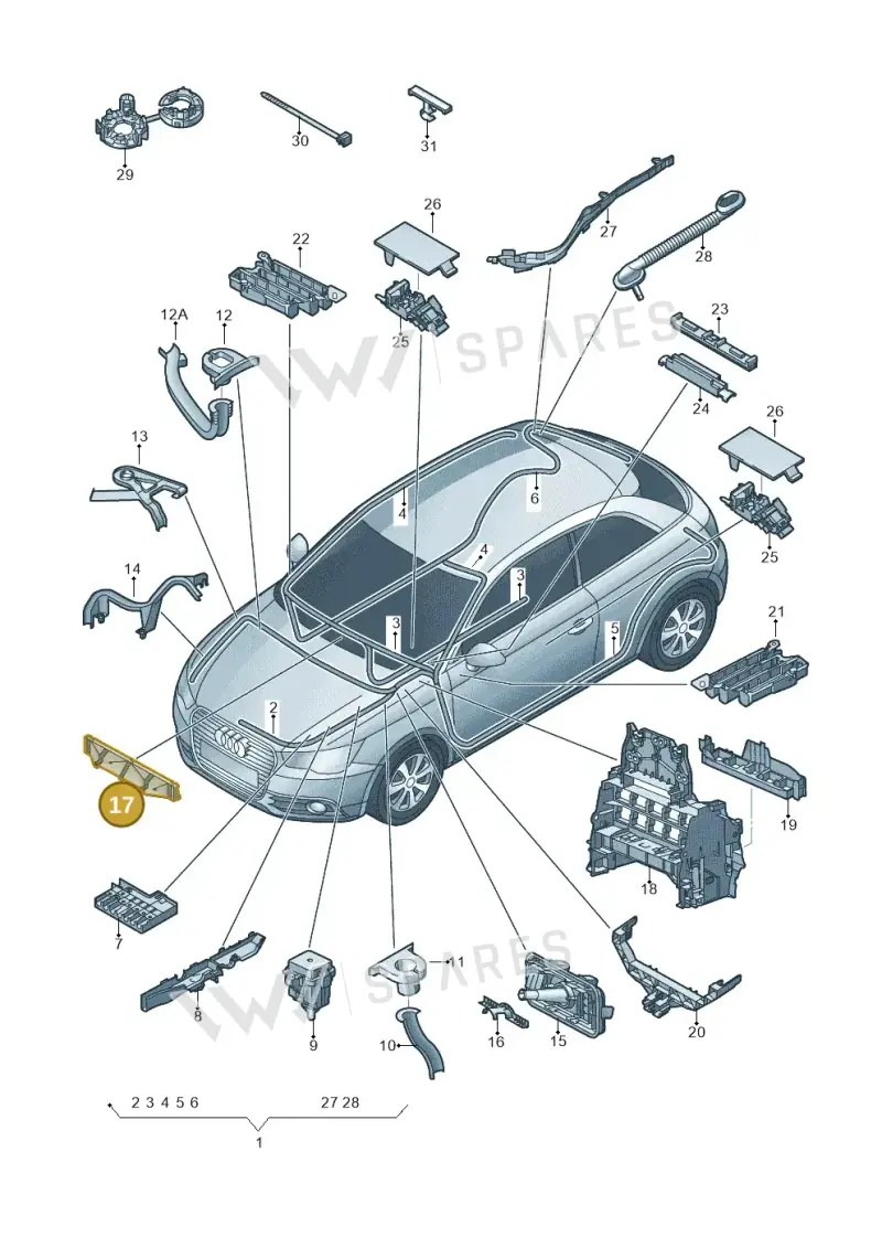 6Q0971615AB — Audi A1 Sportback (2010-2015) diagram 708971800, position 17