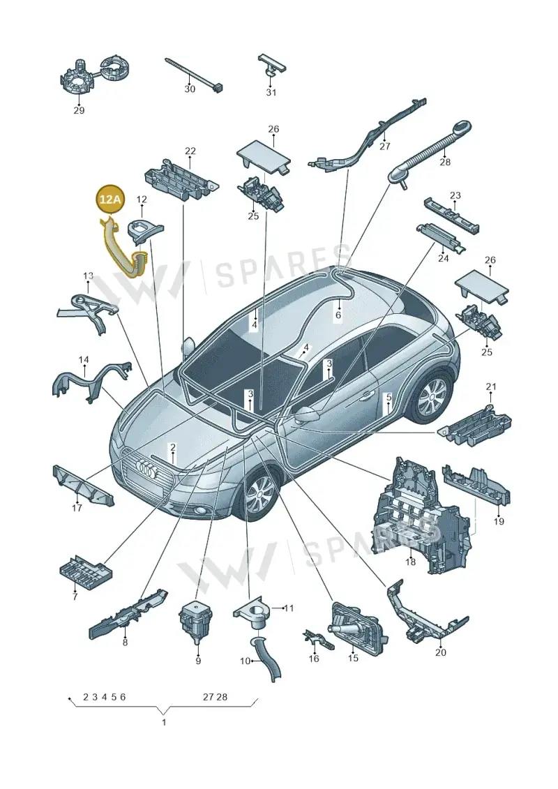 6Q0971615N — Audi A1 Sportback (2010-2015) diagram 708971800, position 12A