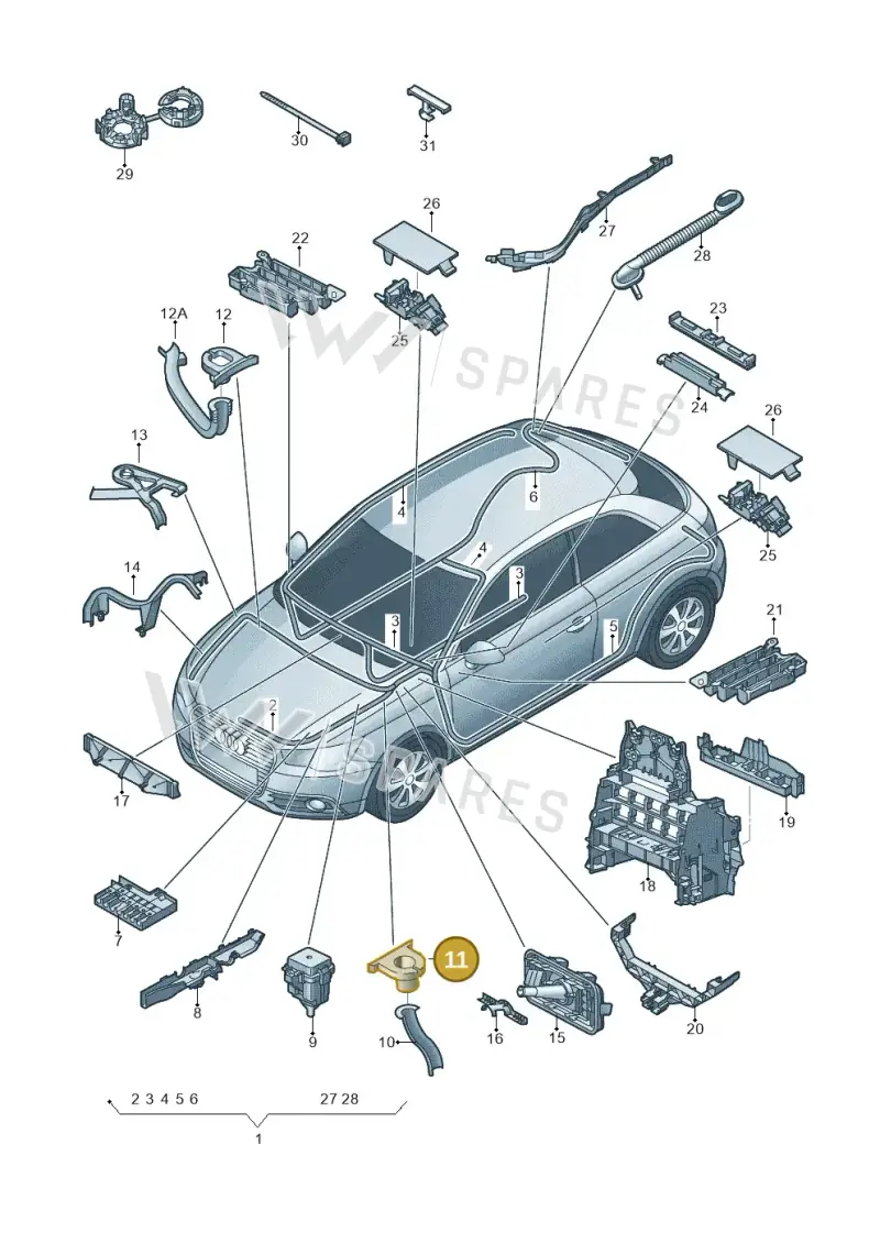6Q0971905G — Audi A1 Sportback (2010-2015) diagram 708971800, position 11