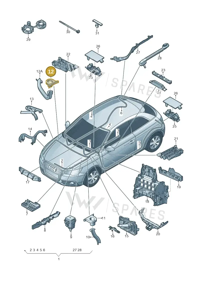 6Q0971905H — Audi A1 Sportback (2010-2015) diagram 708971800, position 12