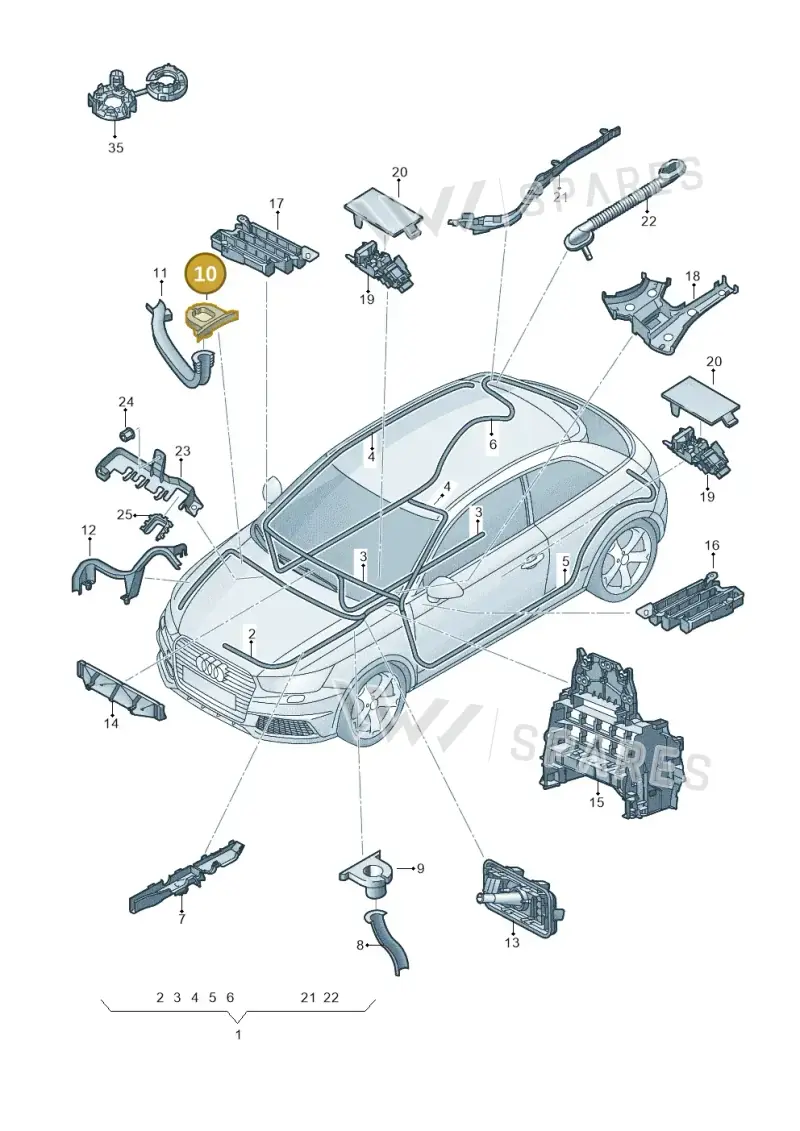6Q0971905H — Audi A1 Sportback (2014-2018) diagram 792971800, position 10