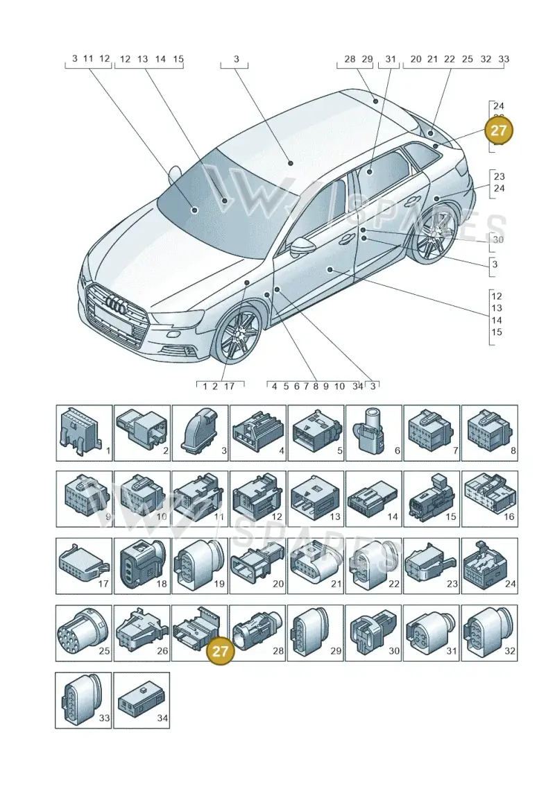 6Q0972736 — Audi RS3 Limousine (2017-2020) diagram 890971790, position 27