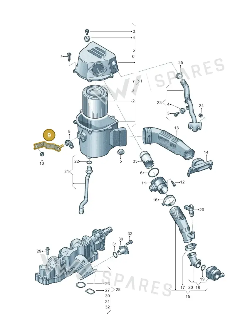 6R0129728 — Audi A1 Sportback (2010-2015) diagram 672129510, position 9