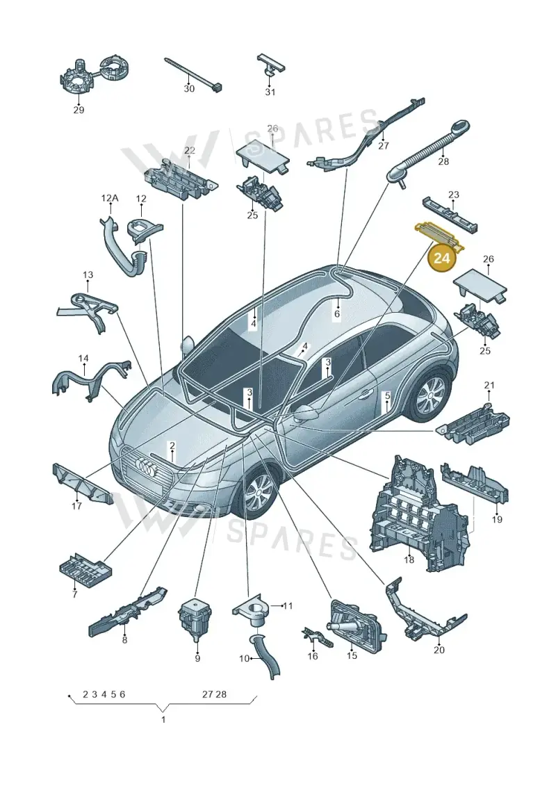 6R0971615A — Audi A1 Sportback (2010-2015) diagram 708971800, position 24