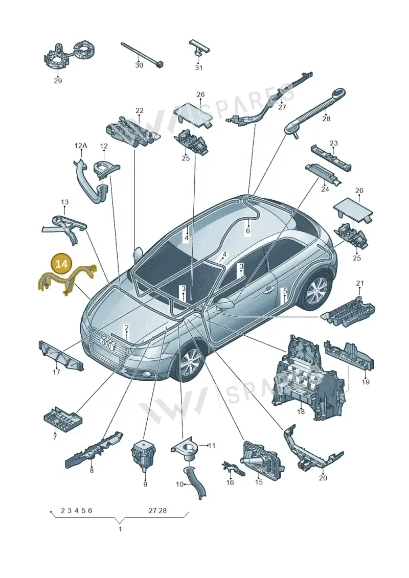 6R0971615L — Audi A1 Sportback (2010-2015) diagram 708971800, position 14