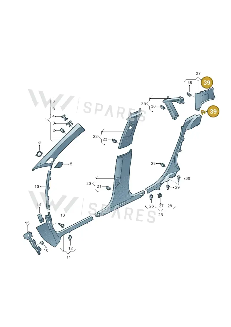 7L0867208 — Audi A3 Sportback (2019-2021) diagram 596867650, position 39