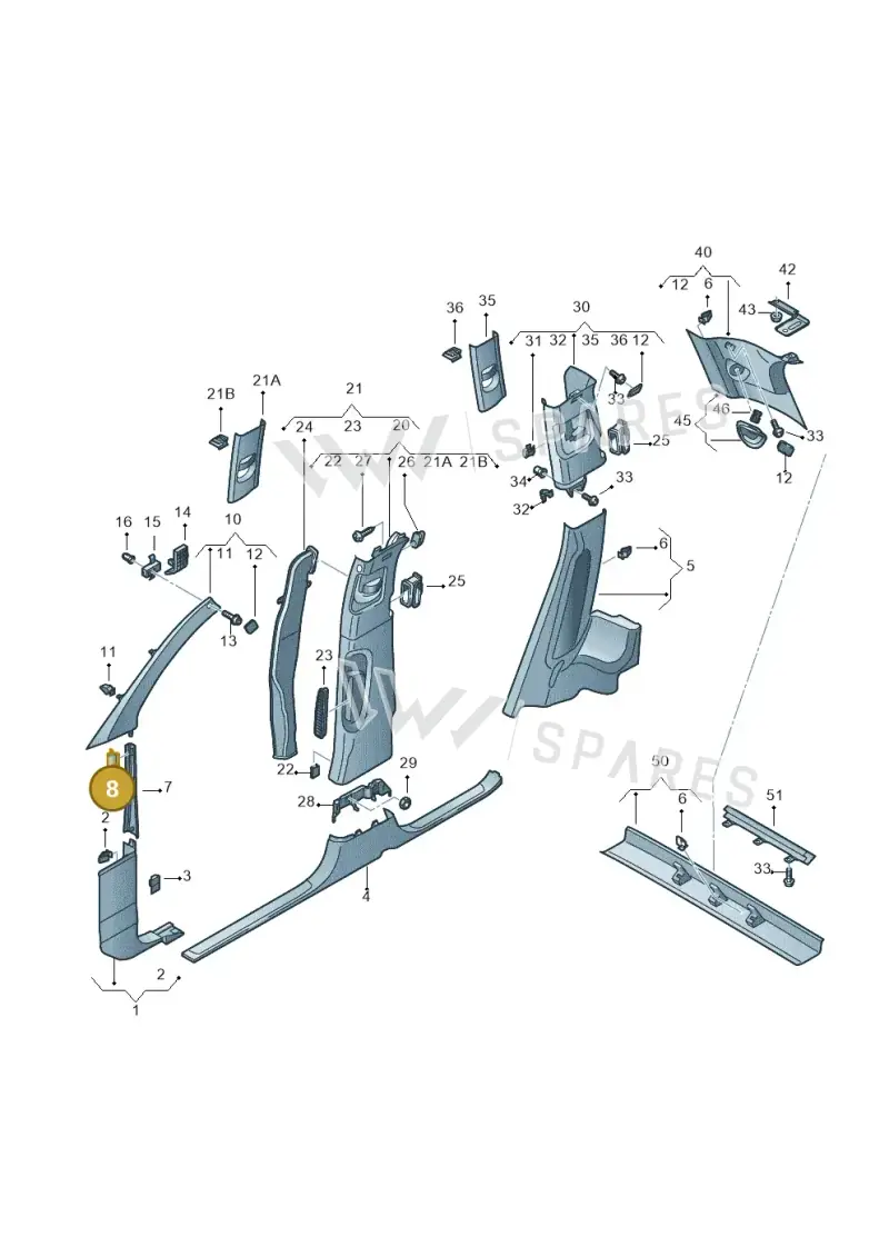 7L0867208A — Audi Q7 qu. 3.0 TDI (2009-2015) diagram 493867650, position 8