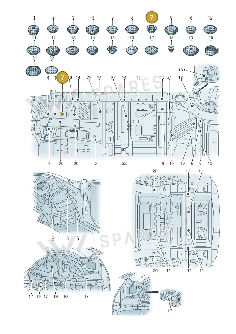 7P0899186A — Audi Q8 e-tron (2018-2020) diagram 586803035, position 7