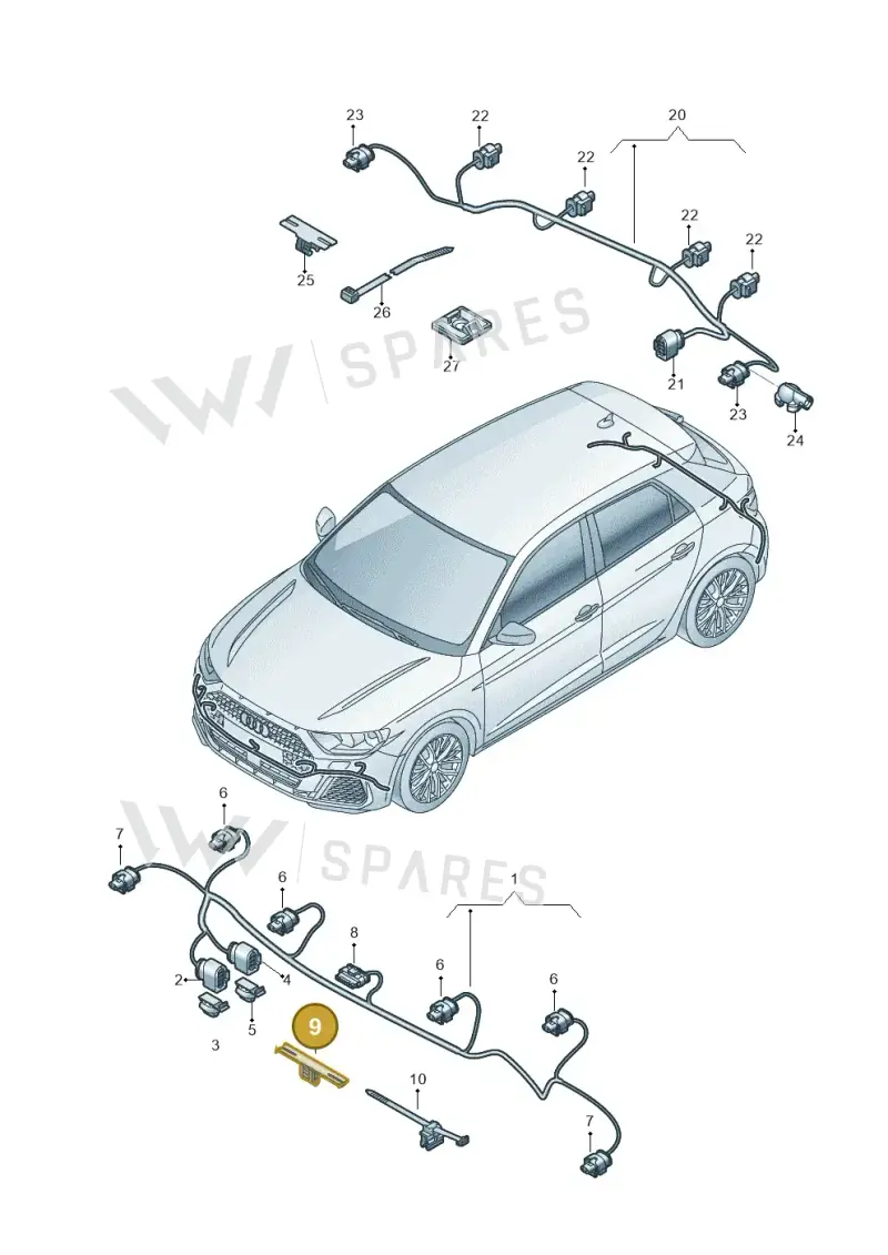 7P0971848 — Audi A1 sportback 1.0 (2018-) diagram 592972700, position 9
