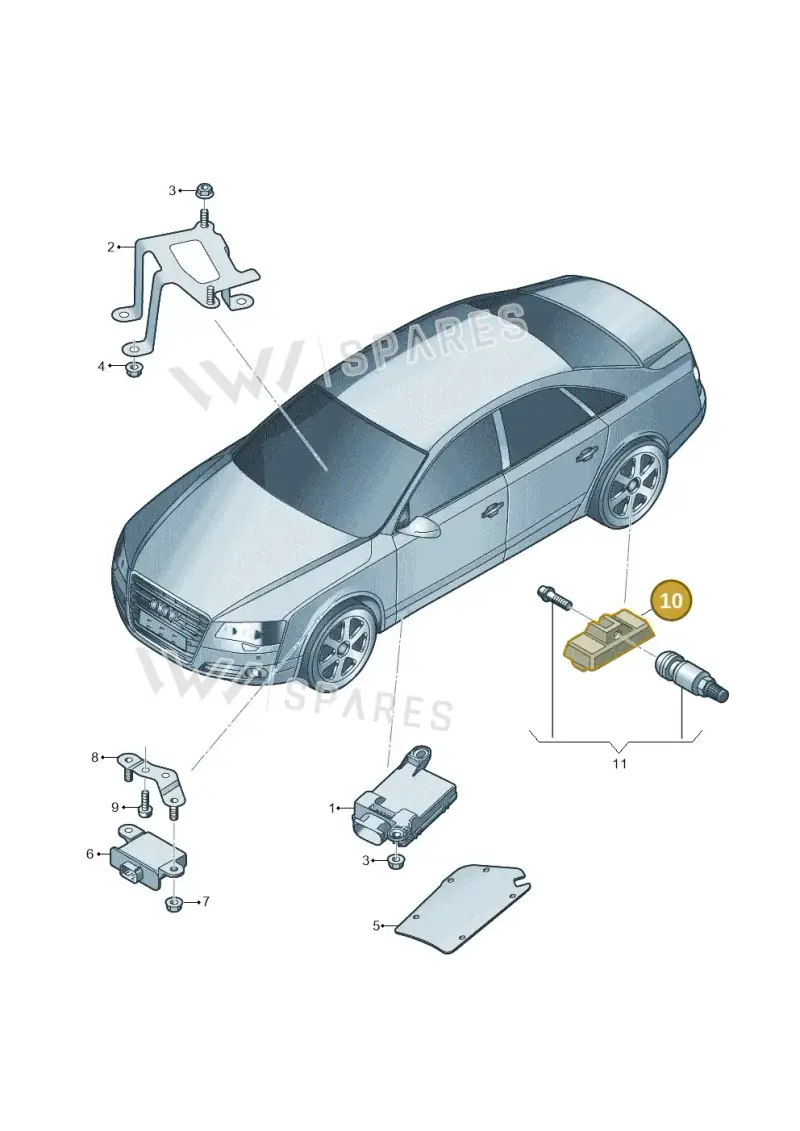 7PP907275F — Audi A8L qu. 3.0 TDI (2013-2018) diagram 696907600, position 10