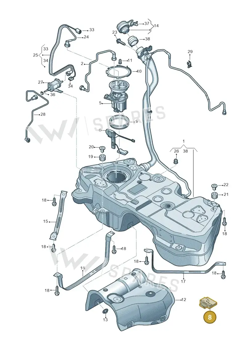 80A906093D — Audi Q5 (2016-2025) diagram 896201200, position 8