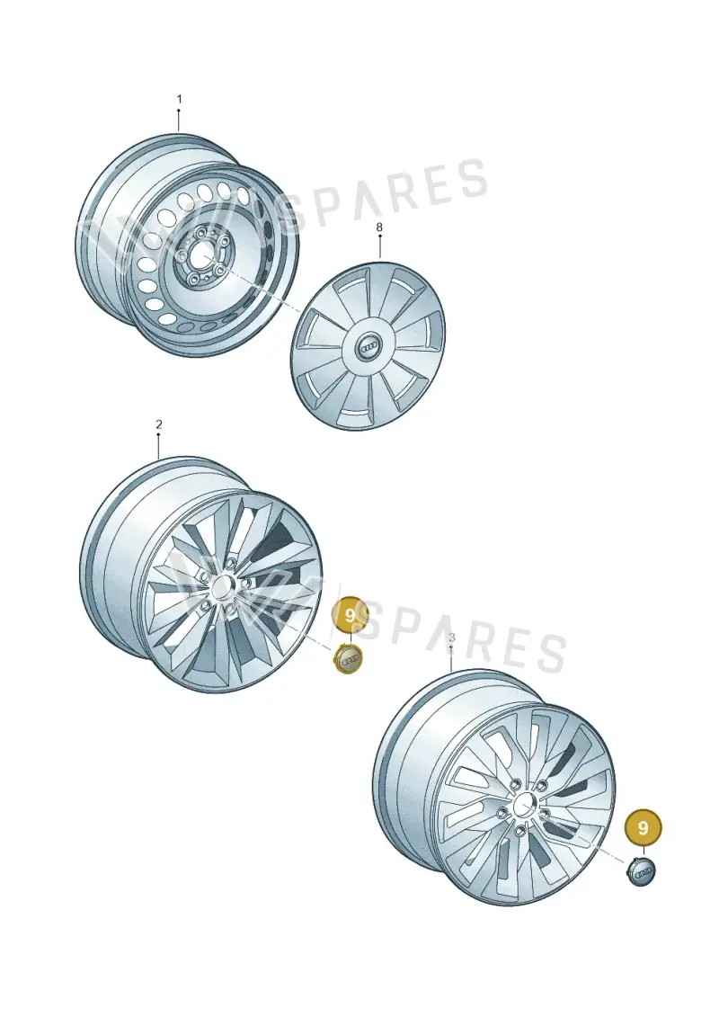 81A601170 — Audi A3 Sportback (2019-2025) diagram 596601600, position 9