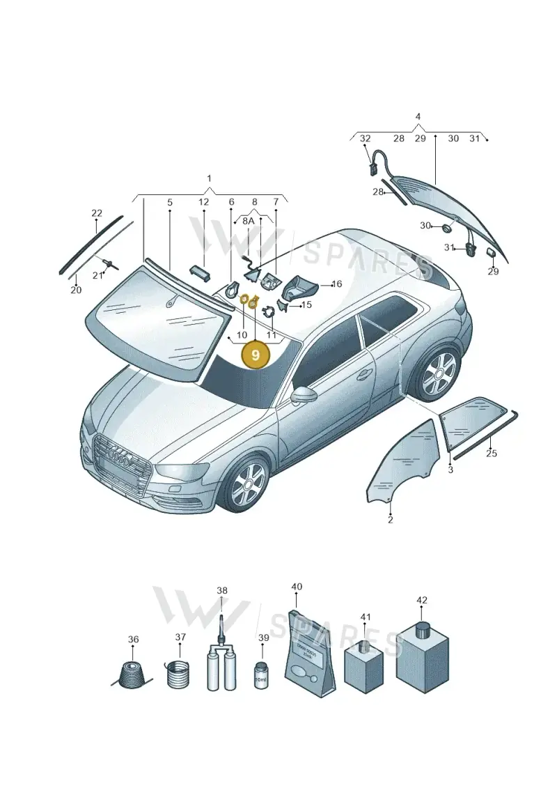 81A955547B — Audi A3 Sportback (2016-2020) diagram 745845000, position 9