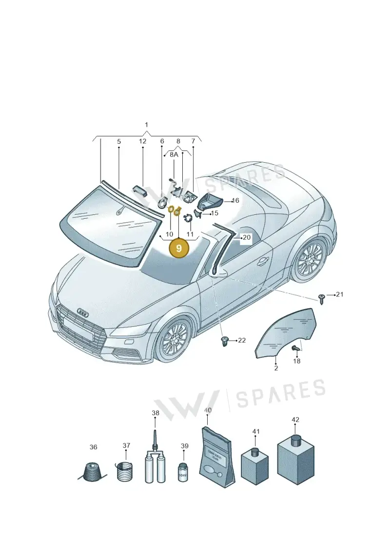81A955547B — Audi TT RS (2016-2023) diagram 850845100, position 9